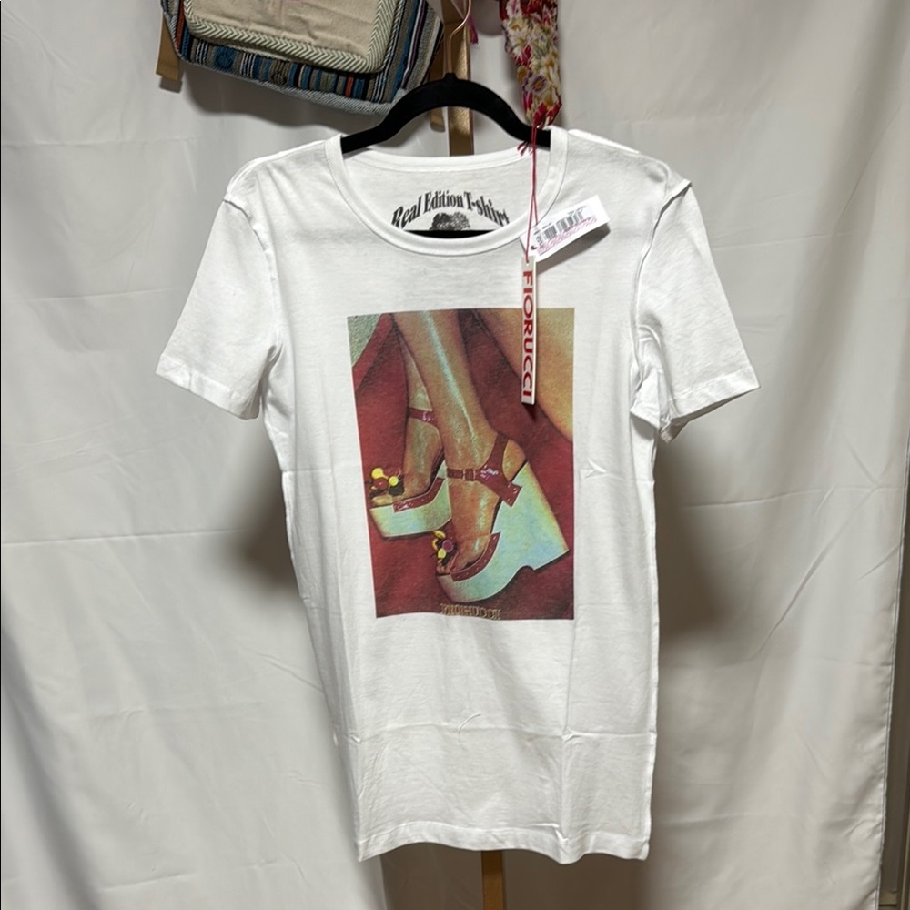 Fiorucci White Short Sleeve Tee with Vibrant Graphic